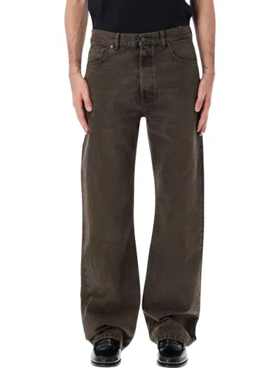 Jeanerica -inspired Vega Loose Straight-fit Button-fly Organic Cotton Jeans In Brown