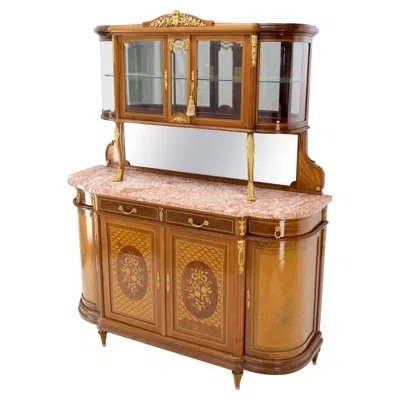 Pre-owned Jean-henri Riesener Louis Xvi Style Commode Bronze Ormolu-mounted Vitrine Buffet Sideboard Inlay In Brown