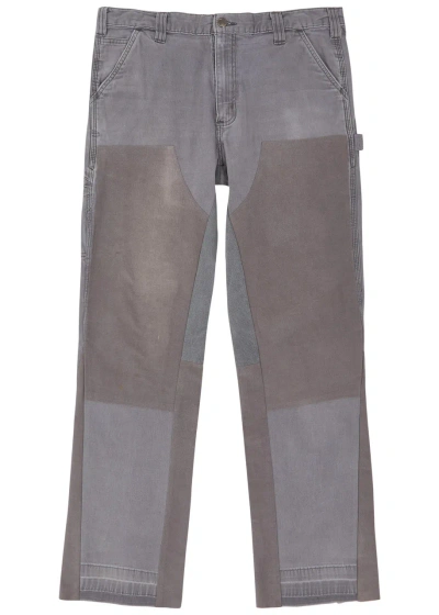 Jeanius Bar Atelier Carpenter Panelled Straight-leg Jeans In Light Grey