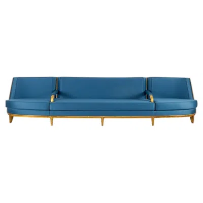 Pre-owned Jean-maurice Rothschild Rothschild & Gaudissard, Monumental Giltwood Blue Sofa, France, C. 1935