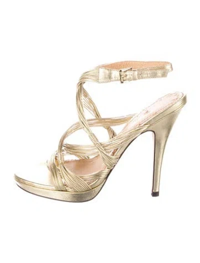 Pre-owned Jean-michel Cazabat Leather Braided Accents Sandals In White