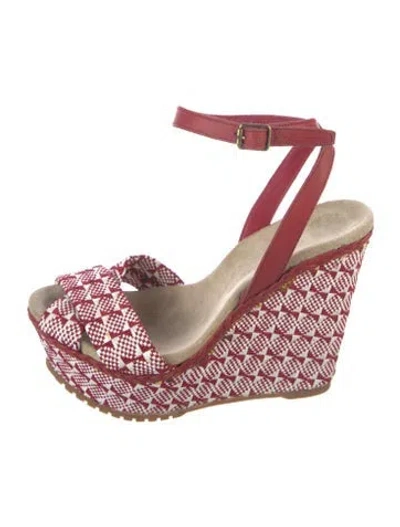 Pre-owned Jean-michel Cazabat Leather Patterned Sandals In Red
