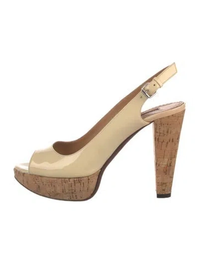Pre-owned Jean-michel Cazabat Patent Leather Slingback Sandals In White