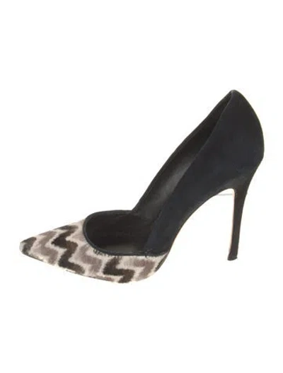 Pre-owned Jean-michel Cazabat Ponyhair Animal Print Pumps In Black