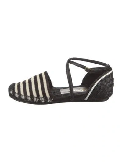 Pre-owned Jean-michel Cazabat Ponyhair Striped Espadrilles In Black