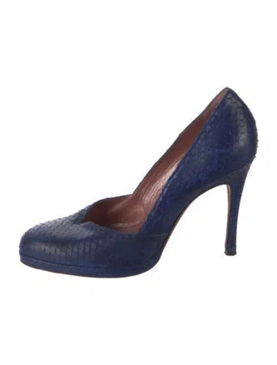 Pre-owned Jean-michel Cazabat Python Animal Print Pumps In Blue