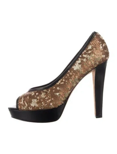 Pre-owned Jean-michel Cazabat Sequins Patterned Pumps In Brown