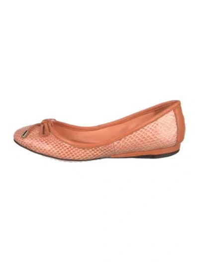 Pre-owned Jean-michel Cazabat Snakeskin Animal Print Ballet Flats In Orange