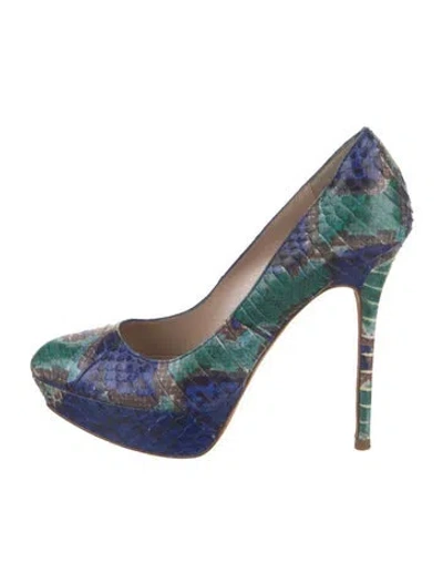 Pre-owned Jean-michel Cazabat Snakeskin Animal Print Pumps In Blue