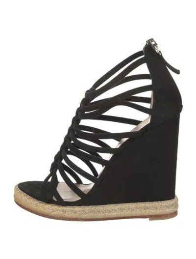 Pre-owned Jean-michel Cazabat Suede Braided Accents Espadrilles In Black