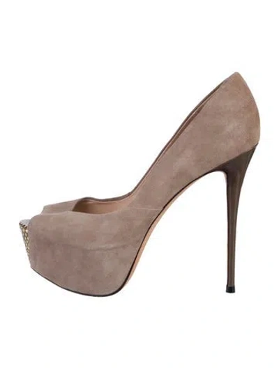 Pre-owned Jean-michel Cazabat Suede Colorblock Pattern Pumps In Neutral