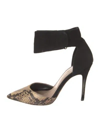 Pre-owned Jean-michel Cazabat Suede Leather Trim Embellishment D'orsay Pumps In Black
