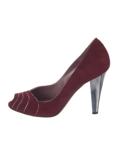 Pre-owned Jean-michel Cazabat Suede Pumps In Burgundy