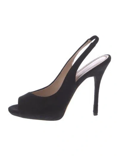 Pre-owned Jean-michel Cazabat Suede Slingback Sandals In Black