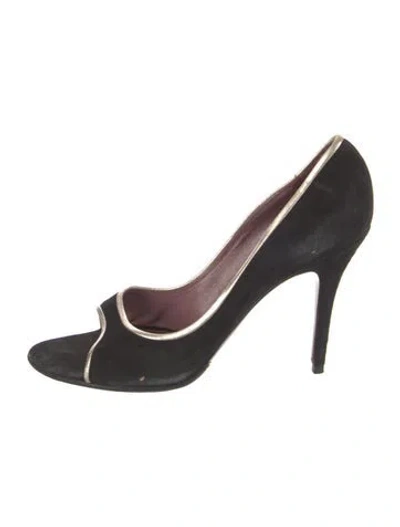 Pre-owned Jean-michel Cazabat Suede Striped Slingback Sandals In Burgundy