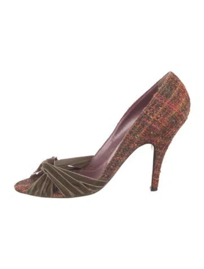 Pre-owned Jean-michel Cazabat Tweed Pattern D'orsay Pumps In Neutral