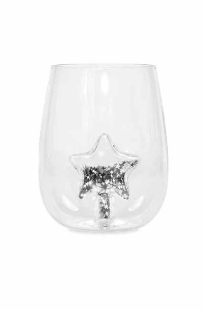 Jeanne Fitz Glitter Star Stemless Wine Glass, Set Of 4 In Silver