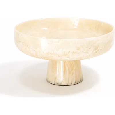 Jeanne Fitz Resin Collection Pedestal Bowl In White