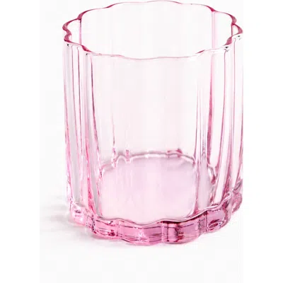 Jeanne Fitz Scalloped Rim Fluted Short Tumbler Glass, Set Of 4, 8oz, Blush Pink