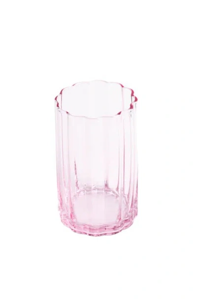 Jeanne Fitz Scalloped Rim Fluted Tall Tumbler Glass, Set Of 4, 16oz, Blush Pink