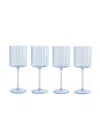 Jeanne Fitz Scalloped Rim Fluted Wine Glass, Set Of 4, 12oz In Light Blue