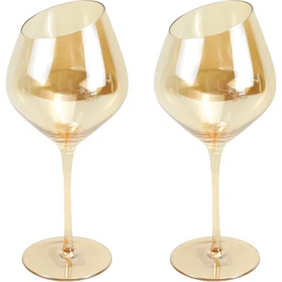 Jeanne Fitz Slant Collection Red Wine Glasses, Set Of 2, Gold