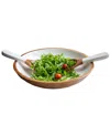 Jeanne Fitz Wood And Collection Large Salad Bowl Servers, Set Of 3 In Brown And White