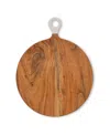 Jeanne Fitz Wood Plus White Collection Acacia Wood Round Charcuterie Board, Large In Brown And White