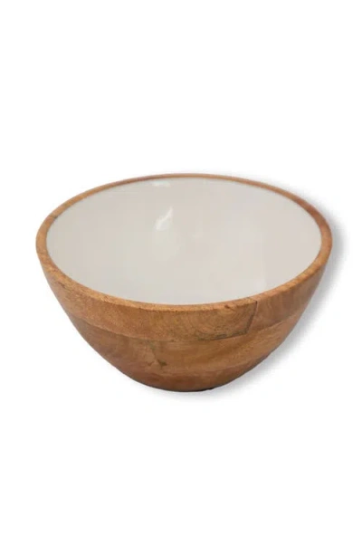Jeanne Fitz Wood + White Collection Mango Wood Serving Bowl, Medium In Multi
