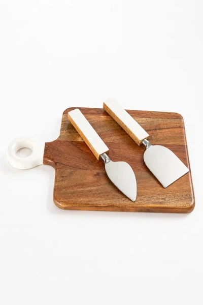 Jeanne Fitz Wood + White Collection, Mini Charcuterie Board And Set Of 2 Knives