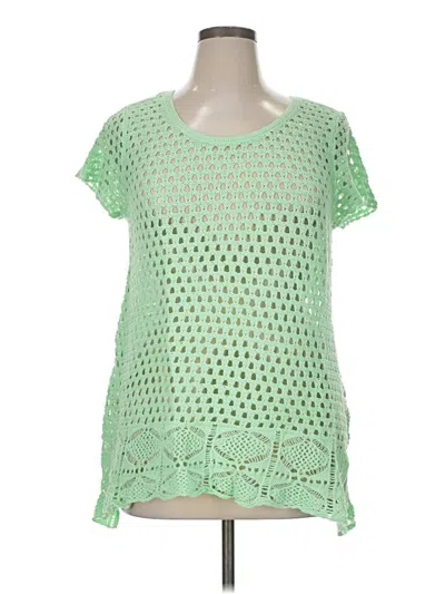 Pre-owned Jeanne Pierre Short Sleeve Blouse In Green