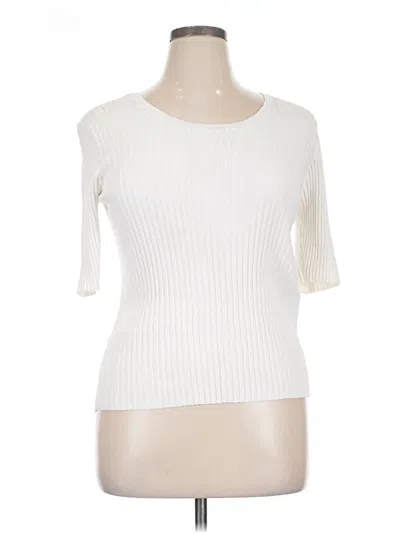 Pre-owned Jeanne Pierre Short Sleeve Turtleneck In White