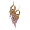 Jeannierichard Women's Pink / Purple / Gold Lalla Purple Beaded Tassel With Amethyst Stones In Gold Arch Dangle Ear