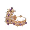 Jeannierichard Women's Pink / Purple / White Coronet Beaded Gold Hoops With Amethyst