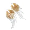 Jeannierichard Women's Silver / Gold The Phoenix - Silver And Gold Beaded Tassel Statement Stud Earrings