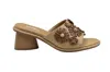 Jeannot Low-heeled Beige Sandals With Floral Embellishments In Brown
