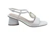Jeannot Low-heeled White Sandals With Ankle Strap And Decorative Element In Gray