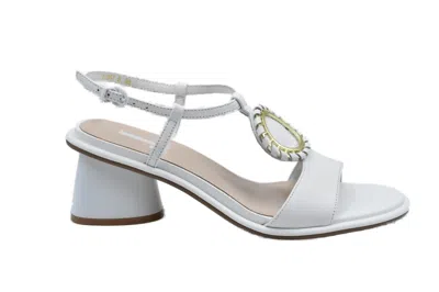 Jeannot Low-heeled White Sandals With Ankle Strap And Decorative Element In Gray