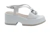 Jeannot White Leather Sandals With Decorative Buckle And Chunky Heel In White