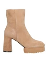 Jeannot Woman Ankle Boots Beige Size 10 Leather In Neutral