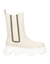 Jeannot Woman Ankle Boots Beige Size 11 Calfskin In Beige
