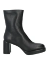 Jeannot Woman Ankle Boots Black Size 11 Leather In Black
