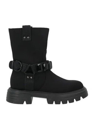 Jeannot Woman Ankle Boots Black Size 5 Textile Fibers, Leather