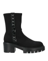 Jeannot Woman Ankle Boots Black Size 6 Leather, Textile Fibers
