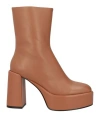 Jeannot Woman Ankle Boots Camel Size 6 Leather In Beige