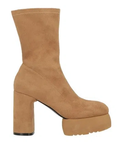 Jeannot Woman Ankle Boots Camel Size 7 Textile Fibers In Brown