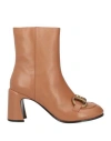 Jeannot Woman Ankle Boots Camel Size 9 Soft Leather In Beige