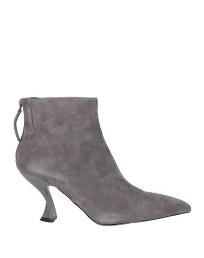 Jeannot Woman Ankle Boots Grey Size 10 Leather In Gray