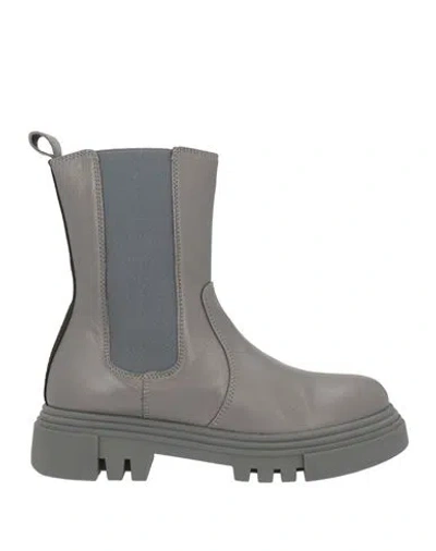 Jeannot Woman Ankle Boots Grey Size 7 Leather In Gray