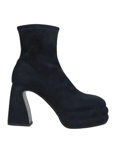 Jeannot Woman Ankle Boots Midnight Blue Size 7 Textile Fibers In Black